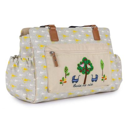 Pink Lining Luiertas - Twinsbag - Twice as Nice - Garden Birds Grey & Yellow