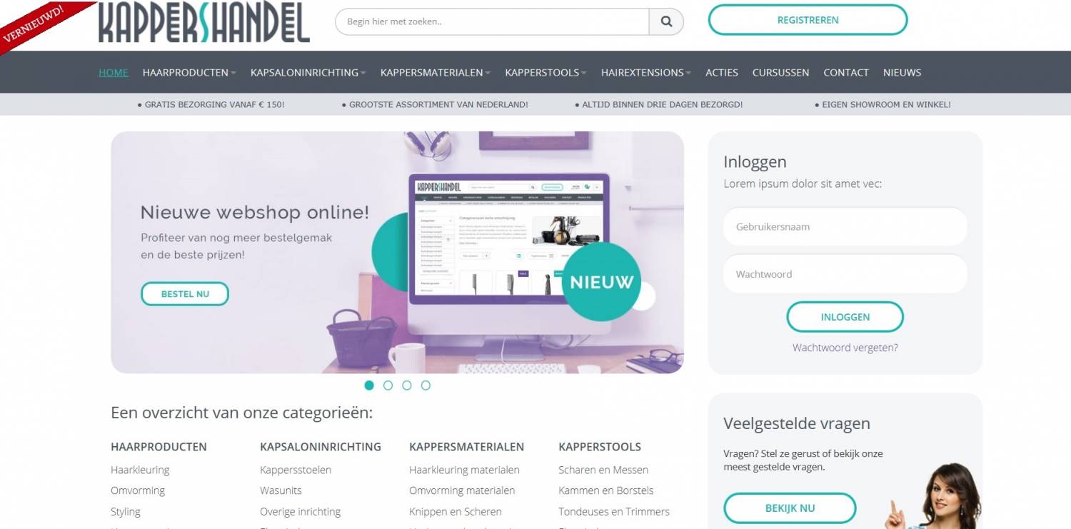Webshop Kappershandel geheel vernieuwd