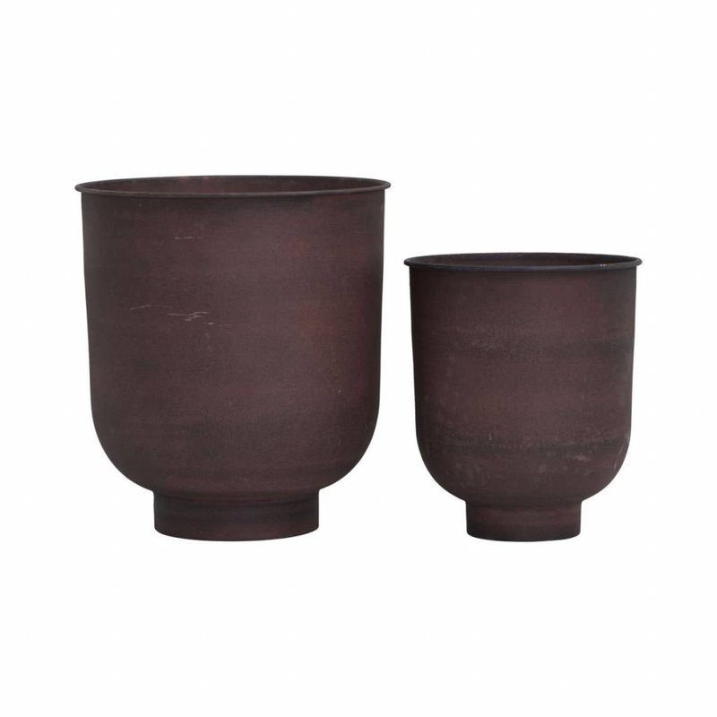 House Doctor Bloempot Vig donkerrood metaal set van 2 - House for ... House Doctor Bloempot Vig donkerrood metaal set van 2 - House for ...