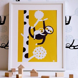 Bora poster luiaard ingelijst