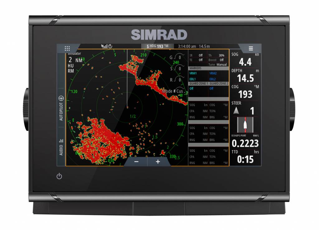 Simrad GO7 XSR kaartplotter en radar display