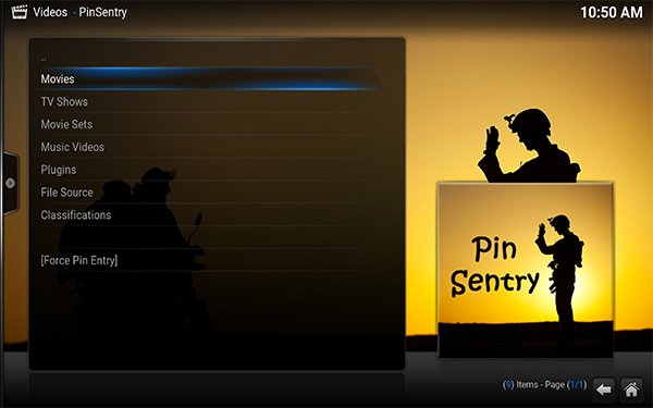 Pinsentry KODI addon