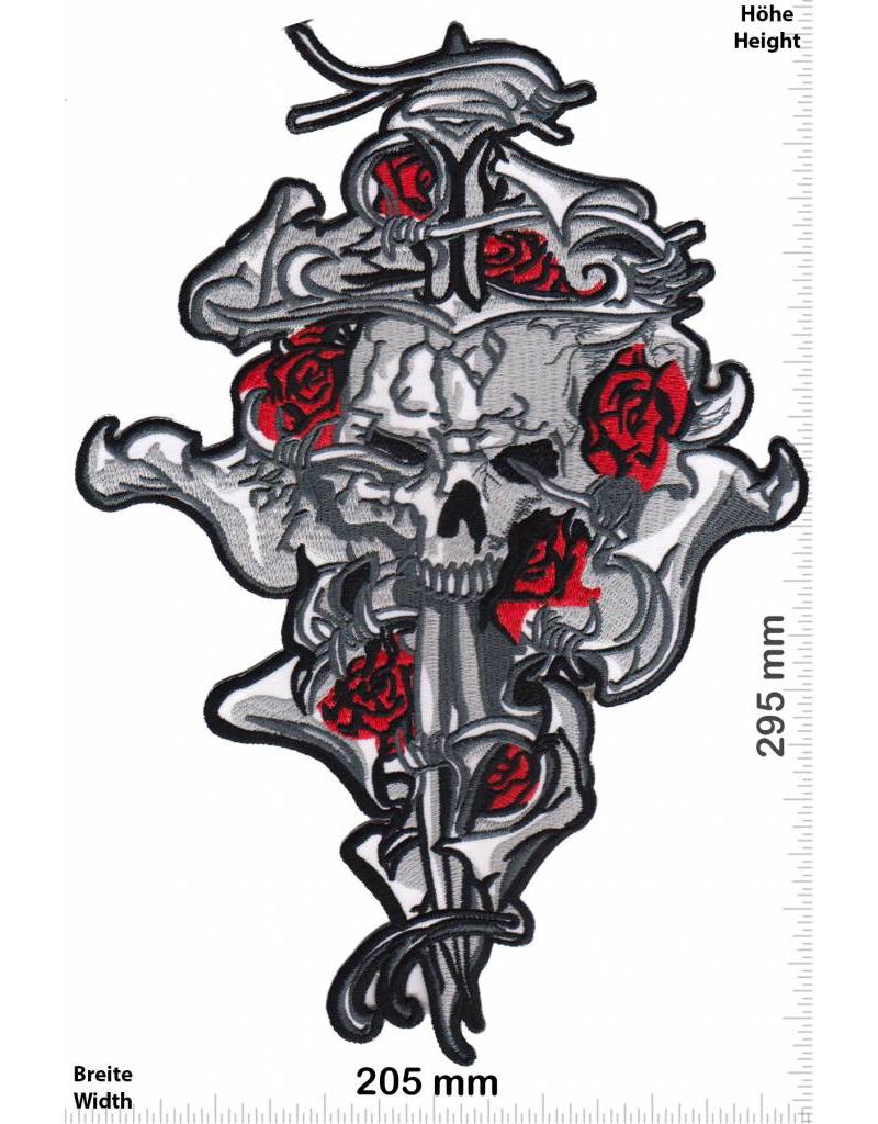 Totenkopf Totenkopf - Schwert - Rosen - 29 cm - Aufnäher Shop / Patch ...