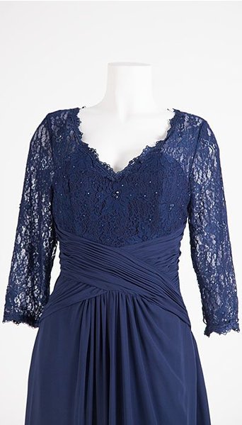 Magic Nights Navy blauwe galajurk met mouw