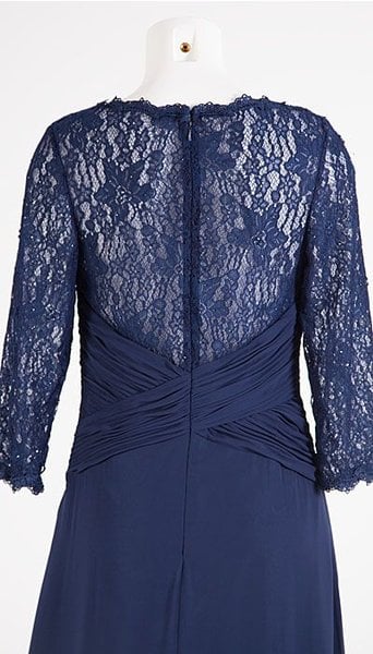 Magic Nights Navy blauwe galajurk met mouw