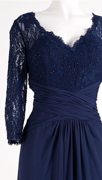 Magic Nights Navy blauwe galajurk met mouw