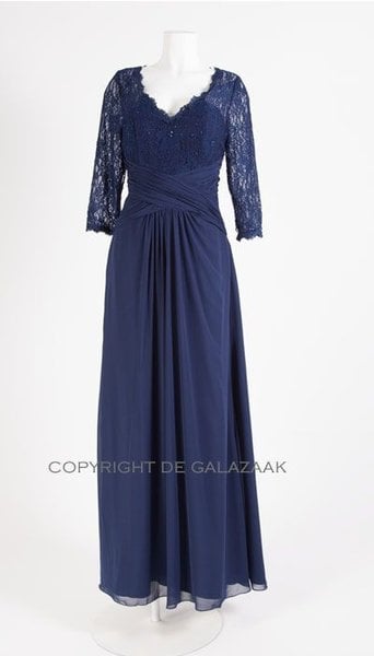 Magic Nights Navy blauwe galajurk met mouw