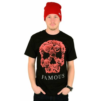 Famous Stars and Straps Rose Skull T-Shirt Black