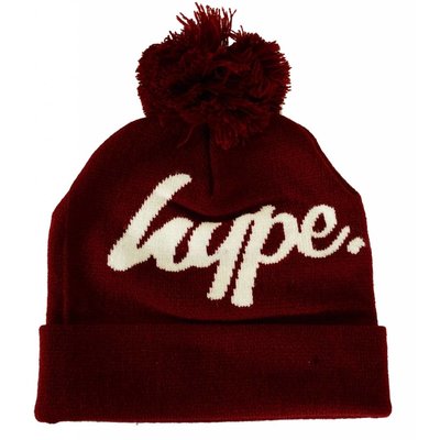 Hype Logo Pom Beanie Burgundy/White