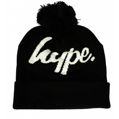 Hype Logo Pom Beanie Black/White
