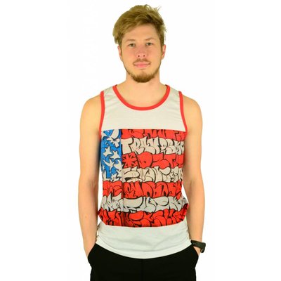 Famous Stars and Straps Slick Flag Tank Top White/Red