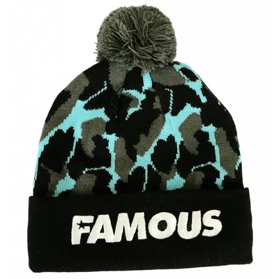 Famous Stars and Straps Bubble Camo Pom Beanie Black / Lux Blue
