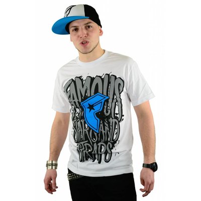 Famous Stars and Straps Huge T-Shirt White/Cyan