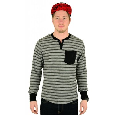 Famous Stars and Straps Chain Gang Henley Heather Grey / Black