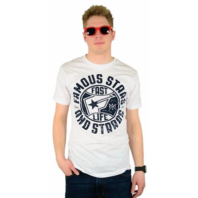 Famous Stars and Straps Bad News Crew Premium T-Shirt White/Navy