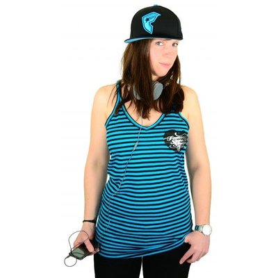 Famous Stars and Straps Pink Lady Striped Lucky Tank Black/Blue