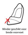 Minder geschikt voor brede voorvoet