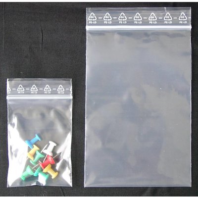 LDPE-Druckverschlußbeutel, Format: 60 x 80 mm (B x H bis zum Verschluß), 90 my Stärke (EXTRA STARK), transparent, unbedruckt