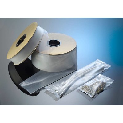 LDPE-Schlauchfolie, 350 mm Breite, 50 my Stärke, 500 lfm. je Rolle, transparent, unbedruckt