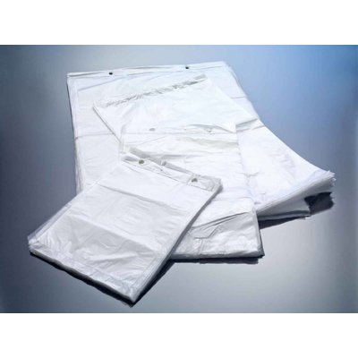 HDPE-Flachbeutel, milchig-transparent, Format: 200 x 270 + 30 mm (B x H + Block), 10 my Stärke, unbedruckt, geblockt zum Abreißen