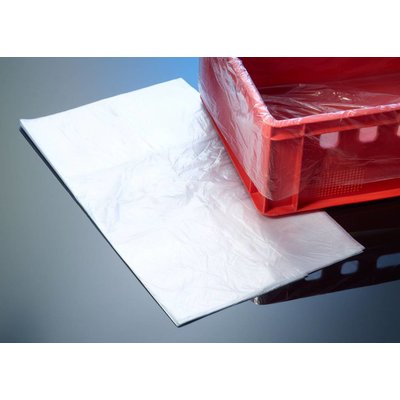 HDPE-Seitenfaltenbeutel, blau-transparent, Format: 600 + 400 x 450 mm (B + SF x H), 10 my Stärke, unbedruckt