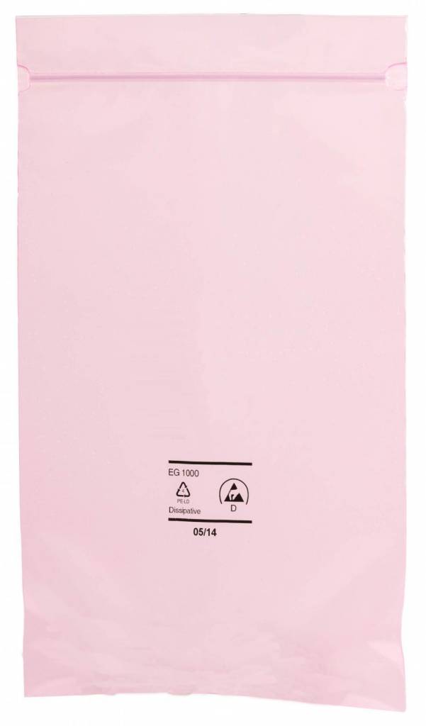 Antistatik Druckverschlußbeutel rosa-transparent 90 my stark