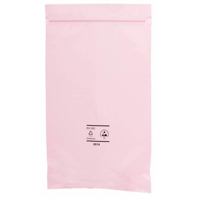Antistatik-Druckverschlußbeutel, 102 x 152 mm, 90 my, rosa-transparent (1 VE = 1.000 St.)