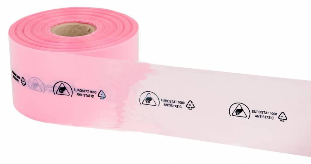 Antistatik Schlauchfolie rosa-transparent