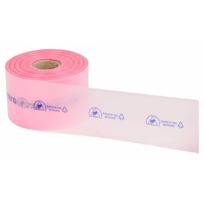 Antistatik Schlauchfolie, 100 mm Breite, 250 m Länge, 90 my, rosa-transparent (1 VE = 1 Rolle)