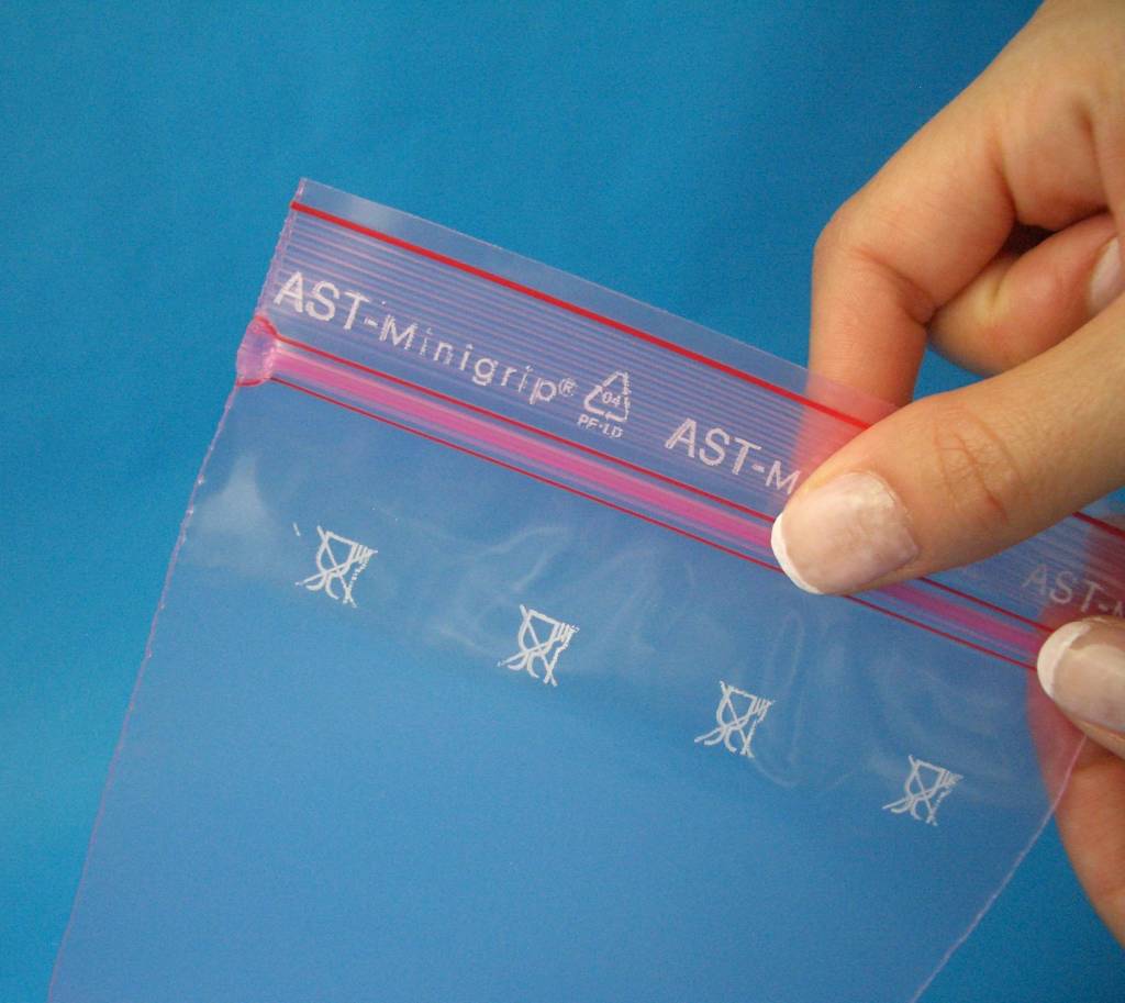 Antistatik Druckverschlußbeutel (minigrip) rosa-transparent 75 my bzw. 80 my stark