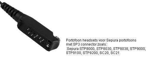 Portofoon headsets voor Sepura portofoons met SP3 connector