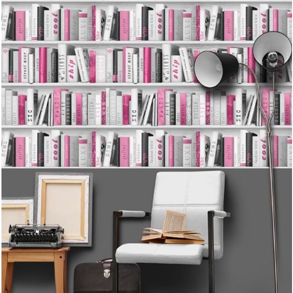 Freestyle Boekenkast - grijs/roze - De Behangwinkelier Freestyle Boekenkast - grijs/roze - De Behangwinkelier