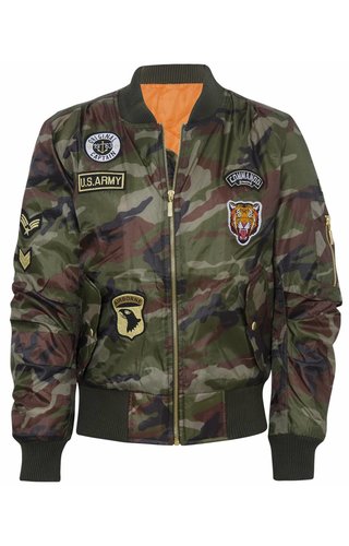 Camouflage Bomberjack met Emblemen Camouflage Bomberjack met Emblemen