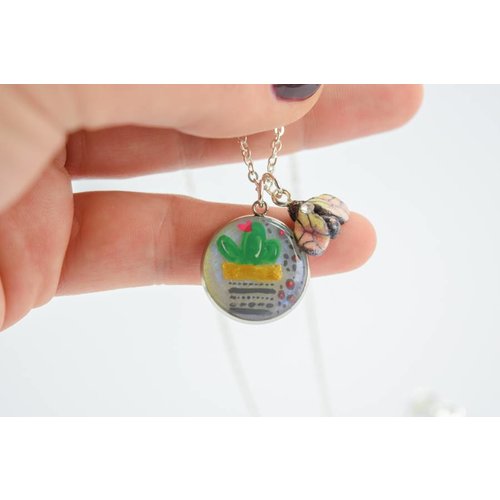 Cute Clay "Kaktus + Biene" - Kette Cute Clay "Kaktus + Biene" - Kette