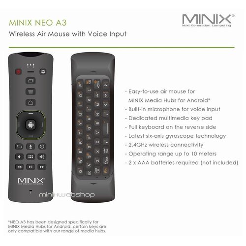 MINIX Neo-A3 AirMouse Controller/Keyboard with Mic MINIX Neo-A3 AirMouse Controller/Keyboard with Mic
