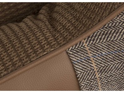 Luxe Tweed Hondenmand Windsor in Grijs en Bruin