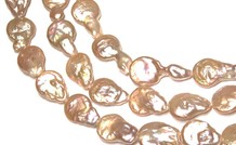 Coin pearl zalm lila met uitlopers ca. 20-29x16mm