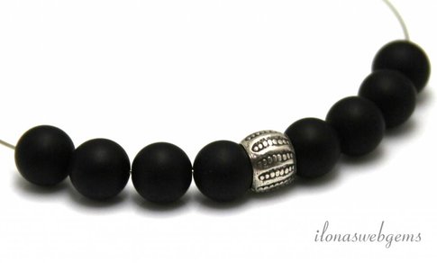 Sterling zilveren Hill Tribe kraal met groot rijggat ca. 10x6.5mm