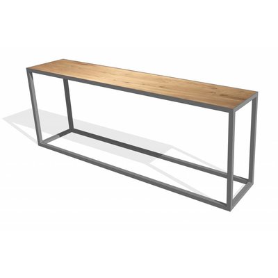 'Kopenhagen' industriële wandtafel met een inliggend blad op een stalen frame