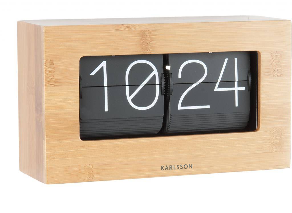 Flip Clock 'Boxed' (bamboo) Karlsson Design Clocks Axeswar Design