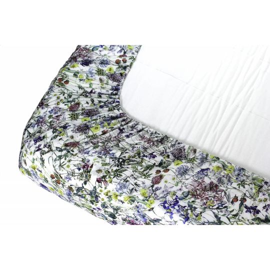 super carla hoeslaken baby wild flowers blauw 60x120