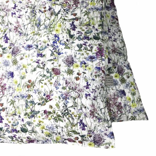 super carla dekbedovertrek wild flowers blauw baby 70x100