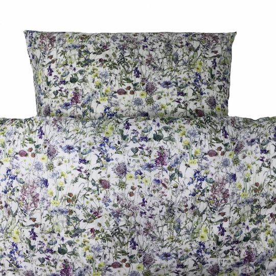 super carla dekbedovertrek wild flowers blauw baby 70x100