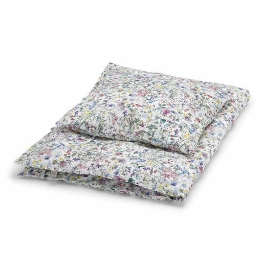 super carla dekbedovertrek wild flowers blauw junior 100x140