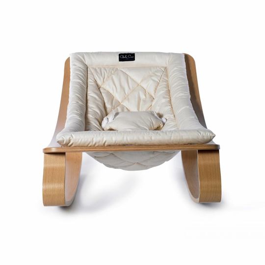 charlie crane bouncer / baby rocker levo beech with gentle white cushion