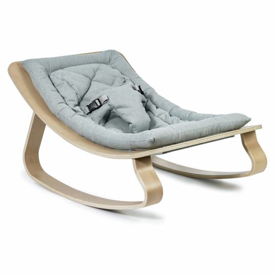 charlie crane bouncer / baby rocker levo beech with aruba blue cushion