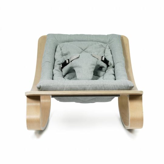 charlie crane bouncer / baby rocker levo beech with aruba blue cushion