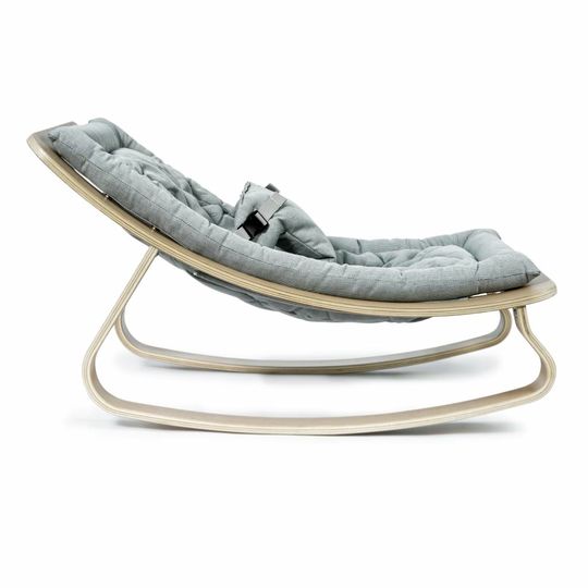 charlie crane bouncer / baby rocker levo beech with aruba blue cushion