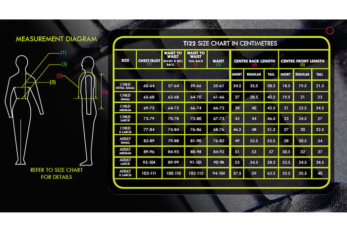 Horse Riding Body Protector Size Chart