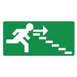 Veiligheidspictogram nooduitgang rechts trappen